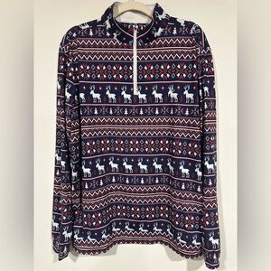 Rhoback Christmas Golf 1/4 Zip Long Sleeve Performance Pullover Large